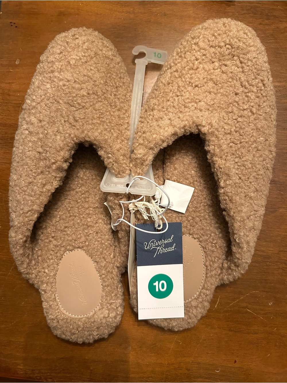 Universal Thread Cozy Sherpa Slip-On Slippers - Tan